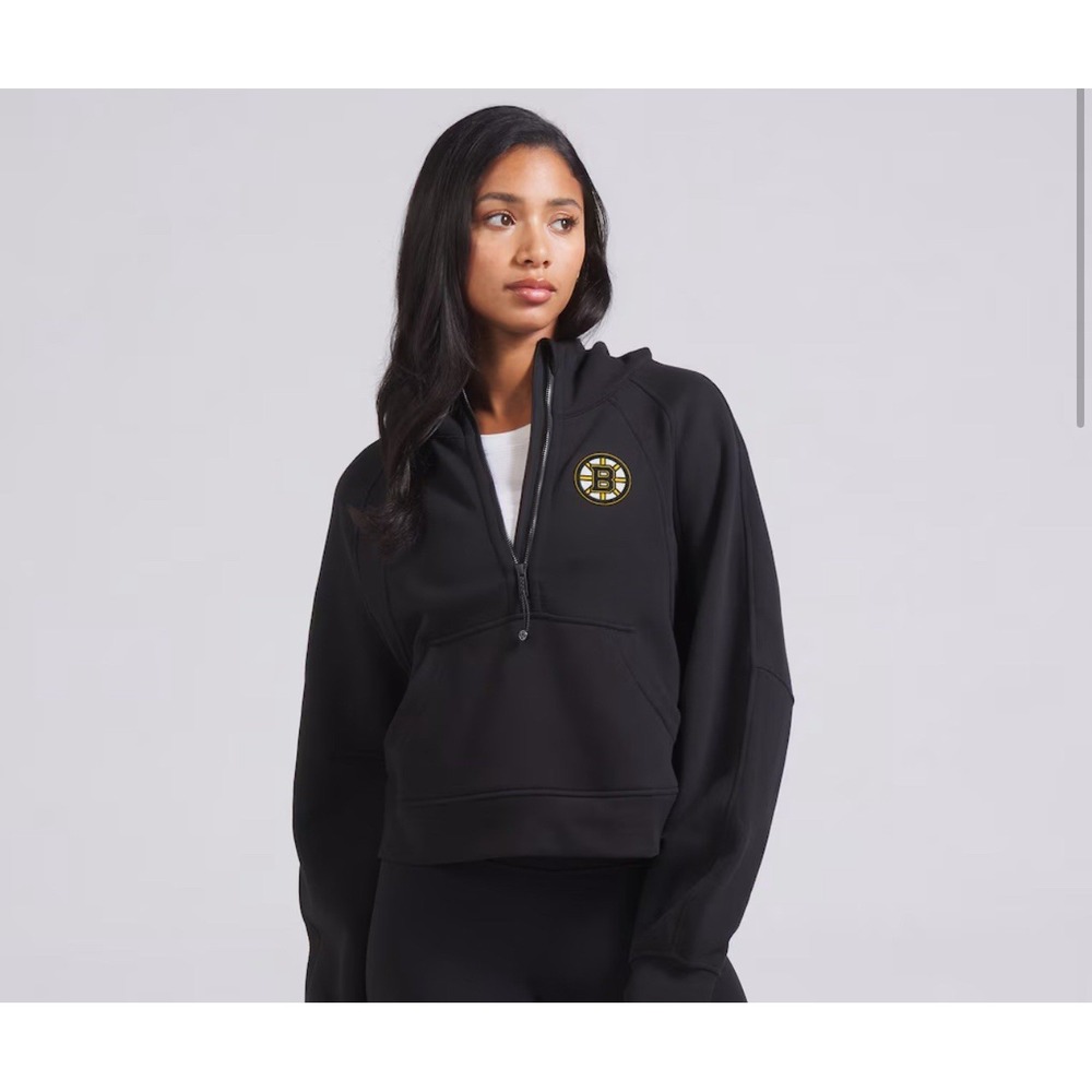 Boston Bruins Lululemon x NHL Women XL/2XL Scuba Oversized Half-Zip Hoodie Black - Picture 9 of 11